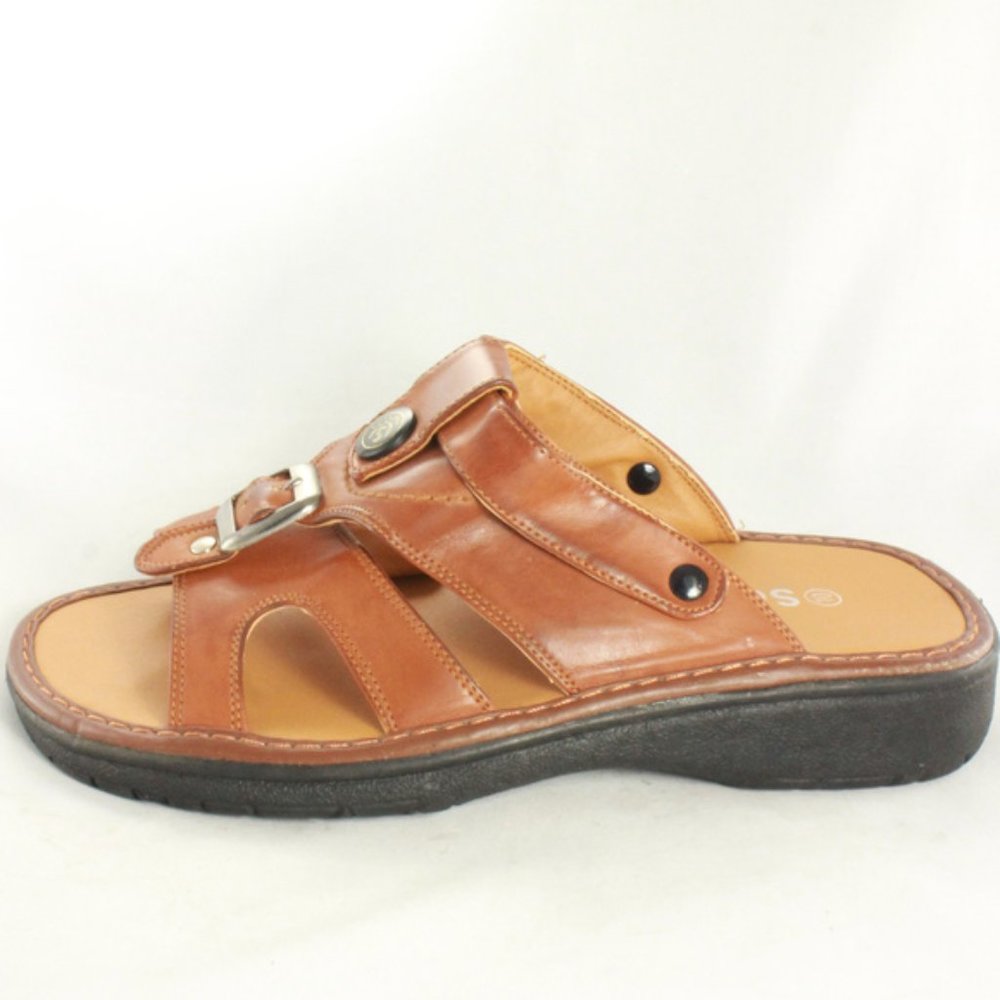 SOLEADO Brown Leather Strappy Sandals Like New - Picture 1 of 7